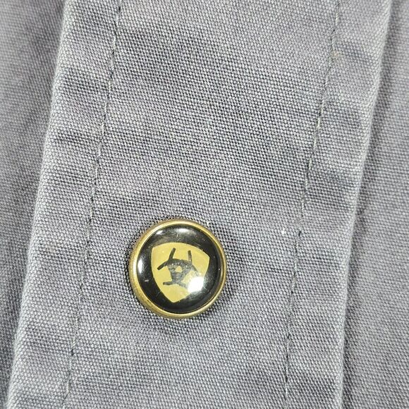 Ariat Shirt Men XL Gray Diamond Pearl Snap Western Flap Pocket Rockabilly Cotton - Picture 6 of 10